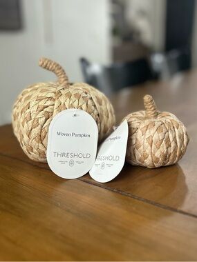 NWT Threshold Woven Decorative Pumpkins - Natural Braided Set